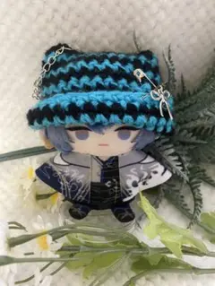水色×黒のネコ耳帽子 パーツ付き! 10cmぬい用