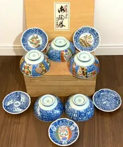 新品/木箱入 特選 有田焼 西陶謹製 波佐見焼 聖山窯 茶碗と小皿の10点セットのサムネイル