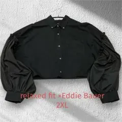 リラックスフィット×エディーバウアー　バルーンスリーブ クロップドシャツ　2XL