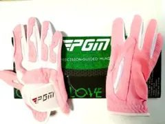 PGM レディース ゴルフグローブ ピンク 両手用・サイズ17