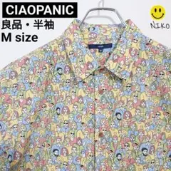 【良品】チャオパニック 人物 総柄 半袖シャツ Mサイズ