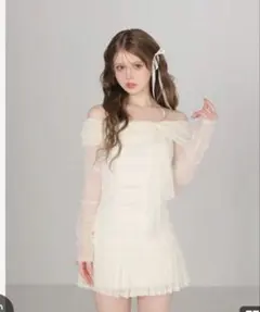 M me eme Luminous tulle ribbon drape - メルカリ