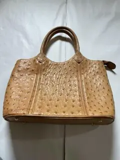 オーストリッチレザー ベージュ ハンドバッグ