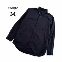 【UNIQLO】ユニクロ ブロードシャツ 長袖シャツ コットン ネイビー M