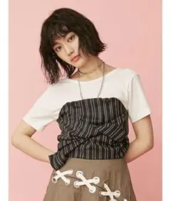 MURUA ビスチェドッキングtee（ミックス）　ストライプ