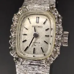 稼働品 SEIKO 手巻き アンティーク レディース腕時計 ホワイトゴールド