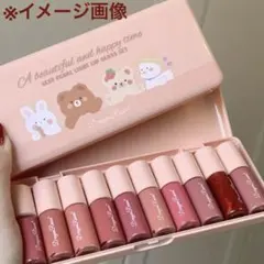 10色 リップグロスセット ミニリップ ティント 保湿 ツヤ ピンク系 ケース付
