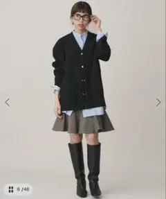 IENA ツイードダブルクロスミニスカート ブラウン 36