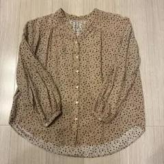 GLOBAL WORK ドット柄 長袖ブラウス ベージュ
