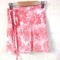【美品】シルビア バレエ 巻きスカート 花柄 ローズ ピンク フリーサイズ