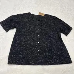 新品タグ付き・大きいサイズ・ドット柄半袖シャツ・XL ブラック