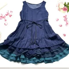 グレースコンチネンタル シフォン ワンピース ティアード Aライン S リボン