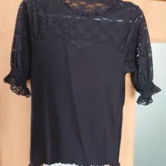 wcloset黒のレース使いの半袖トップスのサムネイル