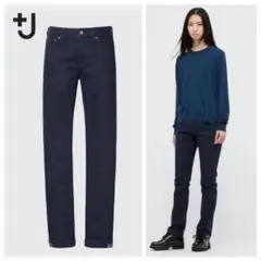 新品 UNIQLO+J ジル・サンダーコラボセルビッジストレートジーンズ 25
