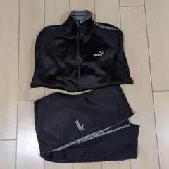 PUMA プーマ ジャージ セットアップ 上下テープロゴ ブラック メンズМ