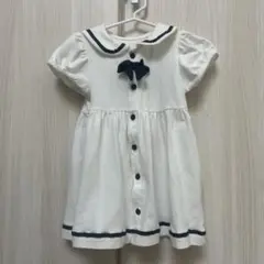 ベビー　ワンピース　白　セーラー