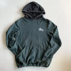 STUSSY ステューシー　スウェットパーカー　ツートンカラー　ロゴ　緑