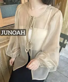 k0426 JUNOAH 2WAYシアーボリュームスリーブブラウス　ベージュ