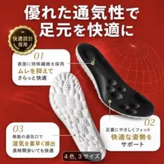 衝撃吸収＆通気性インソール軽量姿勢改善ダイエット24.5㎝25.0㎝ブラックのサムネイル