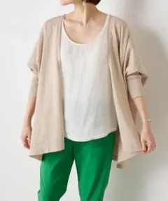 極美品 ビアズリー 25SS リネンカーディガン 2way ブラック F 極美品 ビアズリー 25SS リネンカーディガン 2way ブラック F