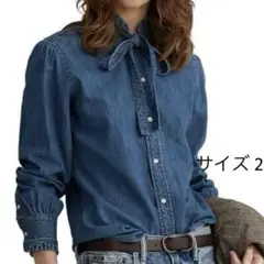 【人気完売品】POLO RALPH LAUREN：デニムシャツ ボウタイ リボン