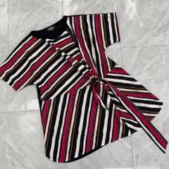Sonia Rykiel チュニック マルチストライプ タイウエスト 半袖 M