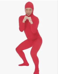 ピュア 全身タイツ ストレッチ 顔出し 変装 Mレッド