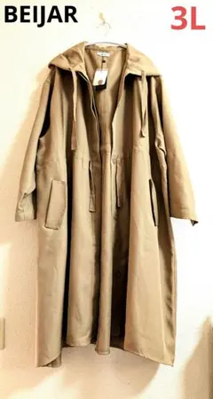 【新品】BEIJAR フード付きロングコート 3L キャメル