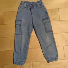 UNIQLO キッズ カーゴパンツ 130cm デニムブルー