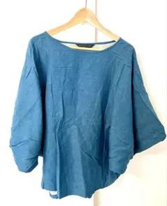 ルシェールタンドゥース】新品✨️麻リネンワンピース ネイビー×ブルー