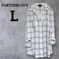 FORTUNE+IVY 長袖シャツ ホワイト/ブラックチェック Lサイズ