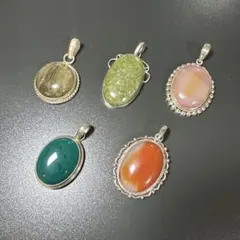 【vintage】シルバー製　天然石　ペンダント　5点　まとめ売り