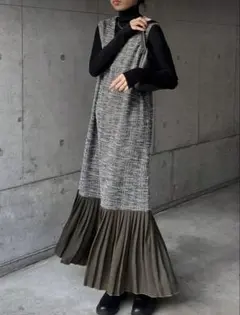 SHEIN FRIFUL ツイード　ロングワンピース Mサイズ　ジャンスカ