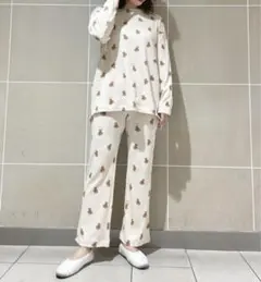 ♥新品 ジェラートピケ ベア柄リブロンT＆ロングパンツ上下セット♥