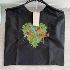 新品 D.KELLY 刺繍 トートバッグ DK-BC-508 オウム 鳥 黒