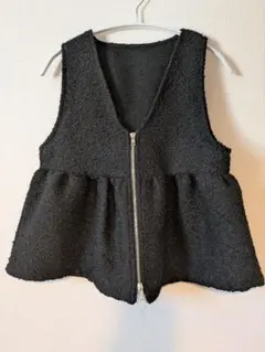 ツイード黒ペプラムベスト