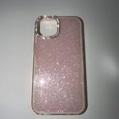 iPhone14用ケース ピンク グリッター ラインストーンのサムネイル