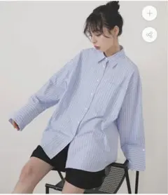 LIAN ストライプポケットオーバーシャツ【Blue】