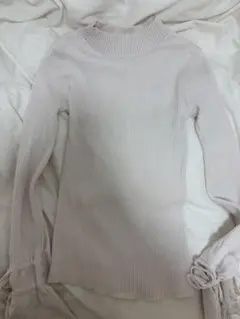 リブ編みタートルネック長袖トップス