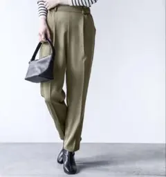 n'OrLABEL 美シルエット クロップドパンツ カーキ
