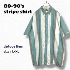 80-90's ストライプシャツ / ビッグサイズ オーバーマルチカラー 古着のサムネイル