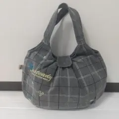 レディース トートバッグ 手提げバッグ グレー チェック柄 コロリンバッグ