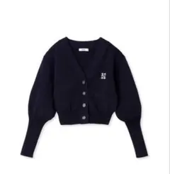 SNIDEL ロゴ刺繍クロップドカーディガン　ネイビー