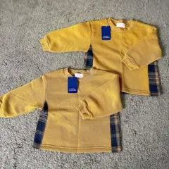 【新品 未使用】子ども服　長袖トップス　80cm やまぶき色　双子コーデ
