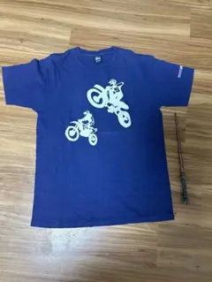 90s OLD STUSSY USA製 モトクロス Tシャツ M 紺 ネイビーのサムネイル