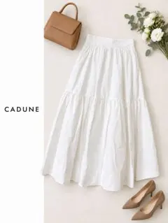 カデュネ フレアスカート リーフ柄 25ss ロングスカート CADUNE M