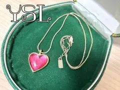 YSL ヴィンテージ ハート ピンク ゴールド ネックレス - メルカリ