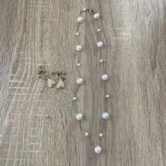 パール風ネックレス　イヤリングセット