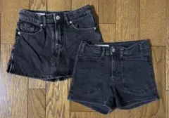 ZARAキッズ ブラック デニム ショートパンツ