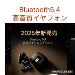 Bluetooth5.4 ブルートゥース イヤホン ワイヤレス 長時間再生 黒